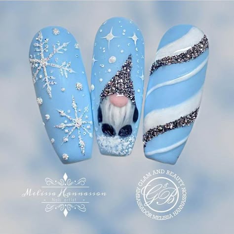 Christmas Nomes Nails, Christmas Nails Blue And White, Blue Christmas Nail Designs, Blue Winter Nail Designs, Best Christmas Nails, Blue Winter Nails, Christmas Nail Designs Acrylic, Nail Art Designs 2023, Winter Nail Art Designs