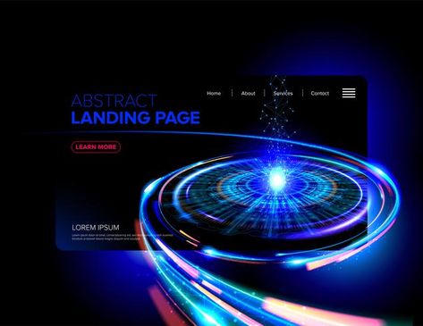 Abstract Futuristic Landing Page Design Abstract Futuristic, Business Poster, Comic Layout, Web Designers, Abstract Vector, Technology Design, Web Graphics, Futuristic Technology, Tech Design