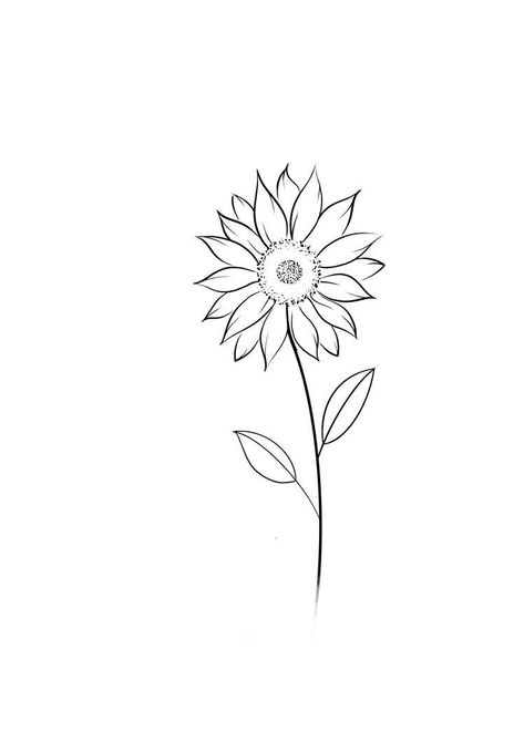 Sunflower Tattoo On Ribs, Sunflower Fine Line Drawing, Outline Sunflower Tattoo, Line Work Sunflower Tattoo, Sunflower Tattoo Ribcage, Sunflower Tattoo Ribs, Small Tattoos Sunflower, Sunflower Tattoo Design For Women, Simple Sunflower Tattoo Outline