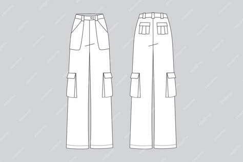 Premium Vector | Cargo woman pant cargo pants technical fashion illustration pants Drawing Of Cargo Pants, Cargo Flat Sketch, Cargo Pants Illustration, Cargo Pants Flat Sketch, Cargo Pants Technical Drawing, How To Draw Cargo Pants, Cargo Pants Sketch, Pants Technical Drawing, Cargo Pants Drawing