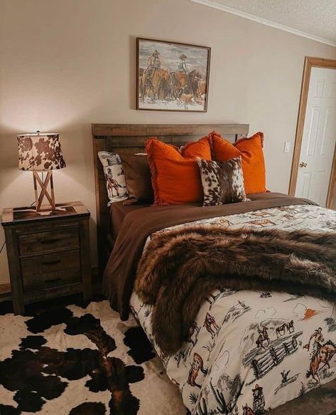 Autumn Bedroom Decor Cozy, Western Room Ideas, Autumn Bedroom Decor, Autumn Bedroom, Western Bedrooms, Cowgirl Room, Country Bedroom Decor, Cozy Ideas, Western Bedroom Decor