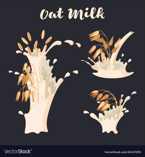 Oat Milk Illustration, Milk Illustration, Booster Juice, Milk Design, Idea Generation, Milk Packaging, Graphic Layout, Oat Milk, Vegetarian Food