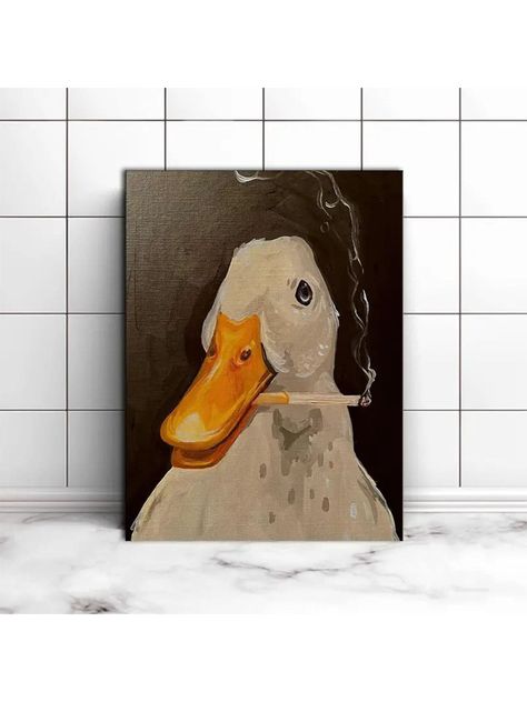 Add A Touch Of Fun To Your Home Decor With This Fun Duck Smoking Canvas Poster - No Frame RequiredI discovered amazing products on SHEIN.com, come check them out! Felt Ideas, Animal Posters, Diy Canvas Art Painting, Home Decor Paintings, Art Inspiration Painting, Diy Canvas Art, Diy Canvas, Canvas Art Painting, Cartoon Animals