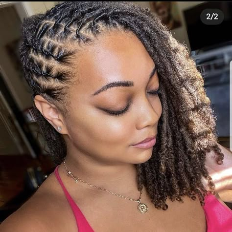 Dreadlocks Hair Care, Loc Ideas, Loc Nation, Dreads Styles For Women, Haircut Design, Hair Styles Ideas, Shaved Side, Short Locs, Natural Hair Transitioning