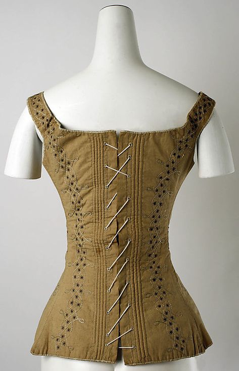 The Metropolitan Museum of Art - Corset 1820-39 1830s Fashion, Silk Corset, Corset Training, Brown Cups, Regency Fashion, Vintage Corset, Period Outfit, Historical Dresses, Historical Clothing