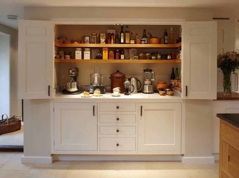 35 Clever ideas to help organize your kitchen pantry Food Storage Cabinet, Kitchen Appliance Storage, Recessed Panel Cabinets, Hidden Kitchen, Pantry Storage Cabinet, Outdoor Kitchen Appliances, Appliances Storage, Large Pantry, Cupboard Design