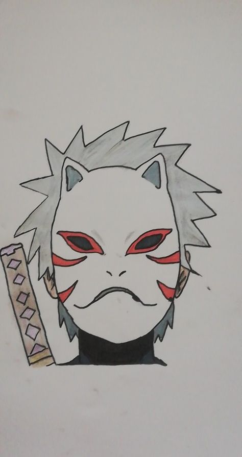 Kakashi Anbu drawing from Naruto # draw Kakashi In Manga, Kakashi Face Drawing, Kakashi Anbu Drawing, How To Draw Kakashi, Naruto Simple Drawing, Kakashi Drawing Art, Naruto Drawing Pencil, Sasuke Drawing Easy, Kakashi Drawing Easy