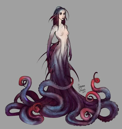 Octopus Mermaid, Mermaid Drawings, Mermaids And Mermen, New Character, Monster Girls, Creature Concept Art, Mermaid Art, Creature Concept, Monster Art