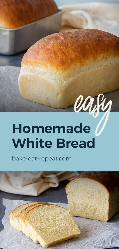 Easy White Bread, Easy White Bread Recipe, White Sandwich Bread, Easy Bread Recipe, Best Homemade Bread, Best Homemade Bread Recipe, Homemade Bread Recipe, Homemade White Bread, Bread From Scratch