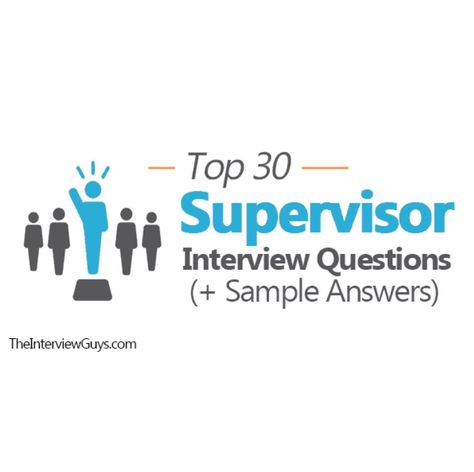 Top 30 Supervisor Interview Questions For 2020 (+ Sample Answers  #interviewtips #interviewquestions #jobsearch Leadership Interview Questions, Interview Answers Examples, Supervisor Interview Questions, Management Interview Questions, Top Interview Questions, Best Interview Questions, Behavioral Interview Questions, Interview Questions To Ask, Ceo Interview