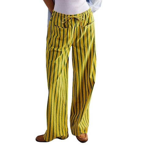 PRICES MAY VARY. ✿Soft Fabric: These striped drawstring pajama pants,wide leg pants woman,linen pants women,low waist straight pants lounge trousers with Pockets are made of premium 95% polyester, 5% elastane material, skin-friendly, soft and comfortable to wear. ✿Features: Y2k pants,y2k bottoms,womens pj pants,women's pajama bottoms,wide leg lounge pants for women,striped pants women,striped lounge pants,striped linen pants women,pj pants y2k,pj pants women,pinstripe pants women,pajama pants y2 Mum Fits, Pockets Fashion, Loose Trousers, Long Trousers, Wide Stripes, Baggy Pants, Baggy Pant, Trouser Style, Women Pants