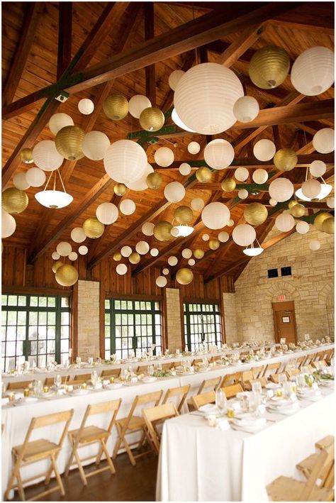 French Country Wedding, Paper Lanterns Wedding, Wedding Ceiling, Rustic Paper, Hanging Paper Lanterns, Chinese Paper Lanterns, Rustic Wedding Decorations, Barn Wedding Decorations, Wedding Lanterns