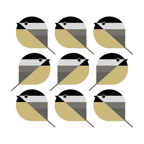 Nine Chickadees Scott Partridge, Bird Applique, Applique Tutorial, Charley Harper, Bird Quilt, Chickadees, Affinity Designer, Style Deco, Bird Drawings