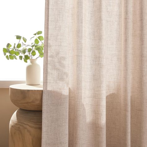 PRICES MAY VARY. BASIC INFORMATION: Package has 2 linen curtain panels, each 52 inch width by 63 inch length. 3 Hanging Options for different home style looks: 1) Using the back loops to hide the curtain rod and create an elegant pleated effect. 2) Using 3-inch pocket to create classic look. 3) Using the clip rings (not included) for easy sliding closure. Choose the hanging ways according to your preference. LIGHT FILTERING & PRIVACY: These neutral linen curtains will soften and filter the stron Office With Curtains, Neutral Curtains Bedroom, Neutral Curtains Living Room, Linen Drapes Living Room, Oatmeal Curtains, Cream Linen Curtains, Bedroom With Curtains, Beige Curtains Bedroom, Drapes For Dining Room