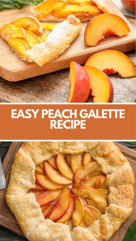 Easy Peach Galette recipe made of fresh peaches, a flaky pie crust, and a touch of sugar and cinnamon serve 6 takes about 30 minutes to prepare and 45 minutes to bake, creating a delightful dessert that’s perfect for any occasion. Peach Galette Recipe Easy, Peach Pie Recipes Easy, Peach Recipes Dessert, Single Pie Crust Recipe, Peach Galette Recipe, Garden Meals, Peach Hand Pies, Peach Puff Pastry, Easy Peach Pie