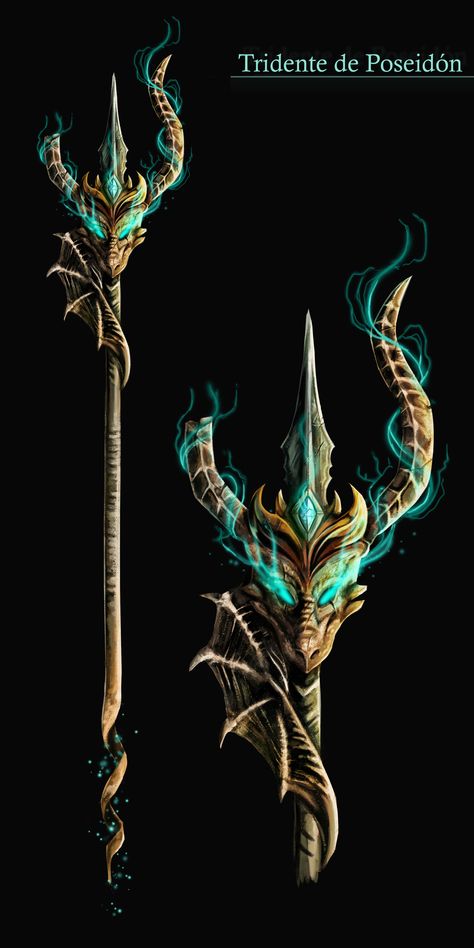 Trident Concept Art, Trident Design Art, Trident Aesthetic, Trident Design, Poseidon Trident, Fantasy Props, Atlantis, Dungeons And Dragons, Concept Art