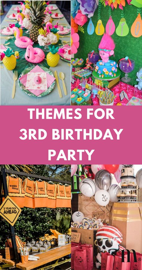 Get inspired by over 30+ original ideas for kids 3rd birthday party themes and save your favorites to Pinterest! Discover enchanting ideas for your 3rd birthday bash. From unicorns to mermaids, and Disney-inspired fun, we've got every base covered. Don’t forget to save this pin! Three Year Party Theme, Third Party Themes, Threeteen Birthday, 3rd Times A Charm Birthday Theme, Nobody Likes You When You’re Turning 3, Pink Three Year Old Party, Twins Third Birthday, 3 Year Party Ideas, Three Year Old Bday Theme