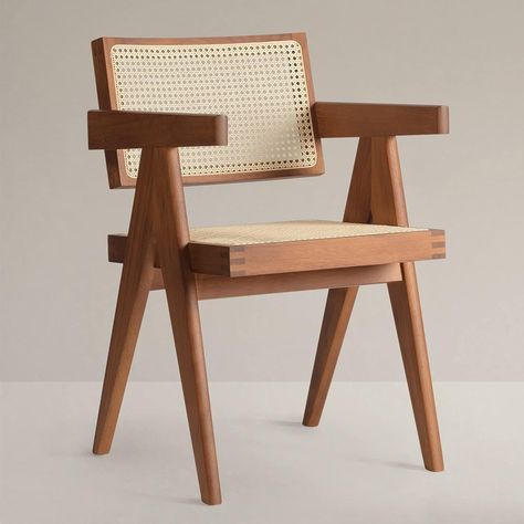 Armchair compatible with most tables, ensuring versatile usage. Contract Grade Constructed utilizing traditional wood joinery techniques, enhancing structural durability and longevity. Crafted in Italy with FSC-certified woods, ensuring the highest quality and sustainability. Commercial Grade — Available in three elegant finishes: Traditional Teak, Natural, and Black. Caned Armchair, Cane Dining Chair, Pierre Jeanneret, History Art, Mid Century Modern Chair, Wood Joinery, Italian Craftsmanship, Dining Arm Chair, Kitchen Chairs