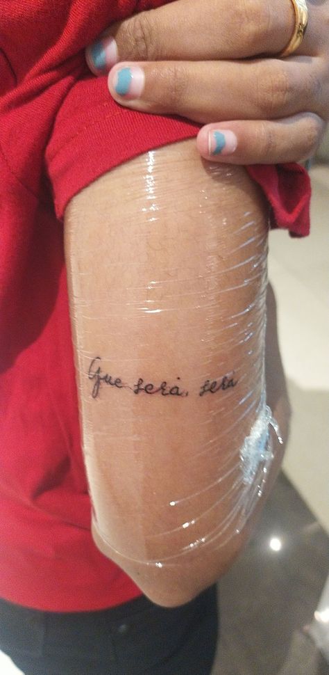 Que Sera Sera Tattoo Ideas, Sera Sera Tattoo, Que Sera Sera Tattoo, Tattoo Templates, Fish Tattoos, Jesus Fish Tattoo, Tatting, Tattoo Quotes, Tattoo Ideas