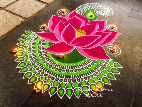 Afrika Dress, Rangoli Designs For Competition, Lotus Rangoli, Rangoli Designs Simple Diwali, Latest Rangoli, Rangoli Side Designs, Rangoli Designs Latest, Simple Rangoli Designs Images, Simple Rangoli Border Designs