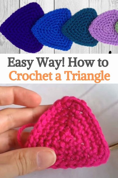 Crochet Rounded Triangle, Triangle Amigurumi, Crochet A Triangle, How To Crochet A Triangle, Crochet Triangle Pattern, Crochet Triangle, Magic Circle, Crochet Round, Crochet Applique