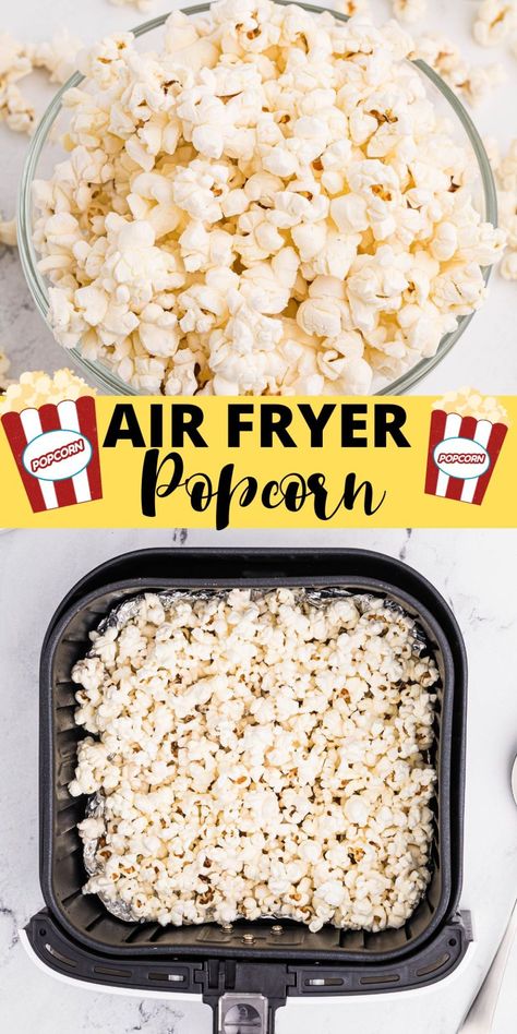 Airfryer Popcorn, Air Fryer Popcorn, Popcorn Recipes Easy, Air Fryer Recipes Snacks, Air Fryer Cooking Times, Homemade Popcorn, Popcorn Recipe, Air Fryer Oven Recipes, Air Fry Recipes