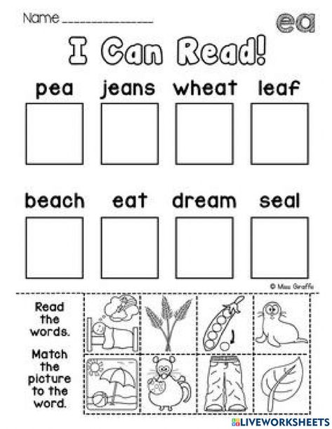 Ea Reading, Ee And Ea Worksheets, Ea Worksheets, Ea Words Worksheets, Ea Words, Vowel Digraphs, Family Worksheet, Short Vowel Sounds, Vowel Sound