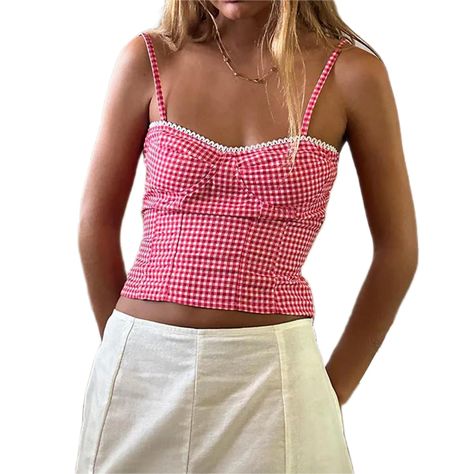 PRICES MAY VARY. Material: Women y2k gingham tank top is made of polyester and spandex, cozy and soft, durable and breathable. It’s a necessary item in your summer closet. Features: Sleeveless gingham crop top, y2k gingham tank top, red gingham top y2k, cute tank tops y2k, cute sleeveless gingham top, y2k lace trim tank top, coquette gingham tank top, coquette aesthetic tank tops, tie front gingham vest, plaid lace cami top, red gingham top aesthetic, y2k coquette tank top. Size: There are 3 siz Spain Wardrobe, Aesthetic Plaid, Fuzzy Hat, Gingham Crop Top, Crop Top Styles, Crop Top Sleeveless, Y2k Tank Top, Thrift Inspo, Quoi Porter