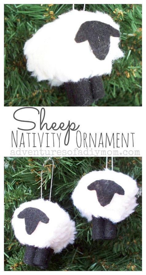 Make a sheep ornament using faux sheep fur and black felt. Perfect for a Nativity themed Christmas tree. Pillow Cover Ideas, Sheep Ornaments, Lamb Ornament, Themed Christmas Tree, Sheep Crafts, Diy Nativity, Christmas Tree Decorating Themes, Crochet Pillow Cover, Nativity Ornaments