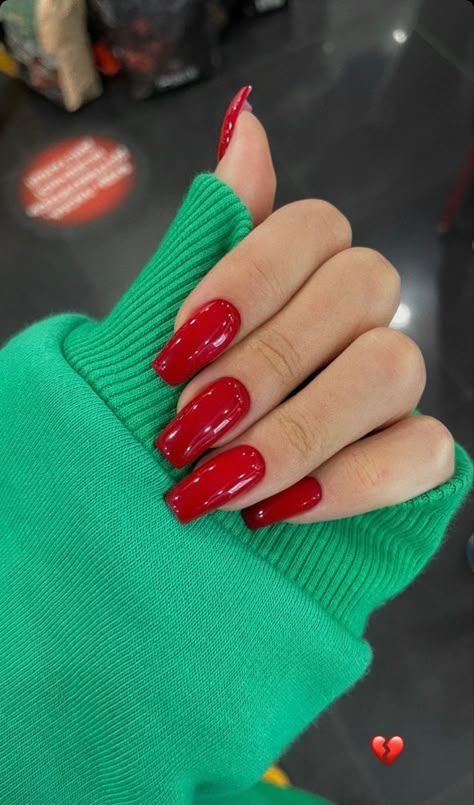 Red Nails Design, Fireplace Tv Wall Decor, Long Red Nails, Pop Art Nails, Room 2023, Long Square Nails, Fireplace Tv Wall, Wow Nails, Red Acrylic Nails