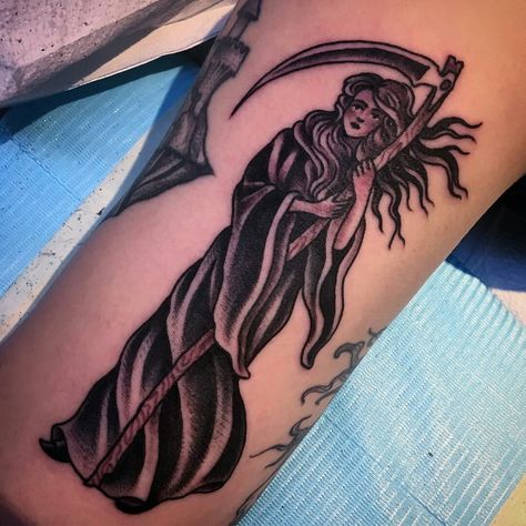 Lady Reaper, Female Grim Reaper, Grim Reaper Tattoo, Reaper Tattoo, Heather Bailey, Grim Reaper, Ink Art, Tattoos For Women, Art Tattoo