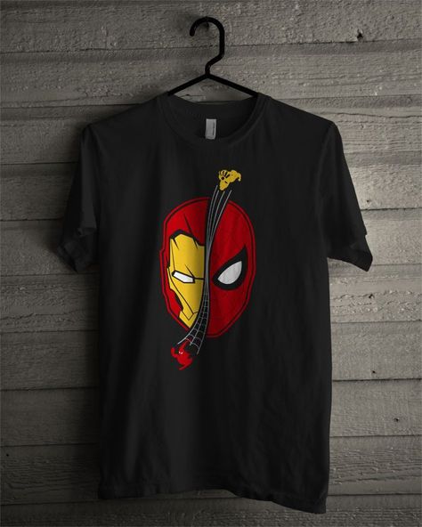 Spidey Ironman Face Homecoming T Shirt Jean Jacket Design, Iron Man Shirt, Geeky Clothes, Clothing Store Interior, Marvel Clothes, Trendy Shirt Designs, T Shirt Painting, Desi Fashion Casual, Marvel Shirt