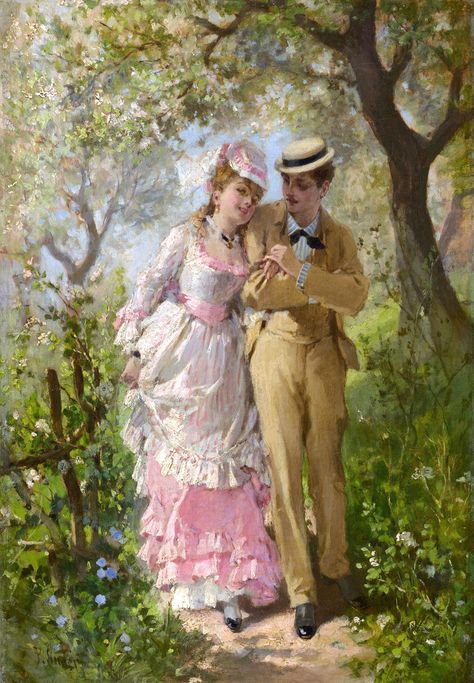 INFO:  A lovely painting of a young couple taking a romantic springtime walk. Painted by Philippe Jacques Linder.   SIZE:  4207 x 6064 pixels ( 300dpi ) ♦ THIS IS A DIGITAL DOWNLOAD AND NO PHYSICAL PRODUCT WILL BE SENT. ♦ * This is a fully-restored high-resolution digital image. Each file is 300dpi resolution which will give you a very clear print. It can be cropped, altered, and printed in multiple sizes for your personal use.  * Print your artwork at home or at a local print shop, and decorate Victorian Oil Painting, Spring Romance, Victorian Couple, Oil Painting Digital, Victorian Romance, Victorian Paintings, Romantic Paintings, Rennaissance Art, Eclectic Wall Art