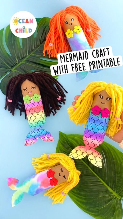 Hair Crafts For Kids, Mermaid Craft Ideas, Mermaid Crafts For Kids, Mermaid Diy Crafts, Number Rhymes, Paper Mermaid, Mermaid Craft, Book Rainbow, Month Ideas