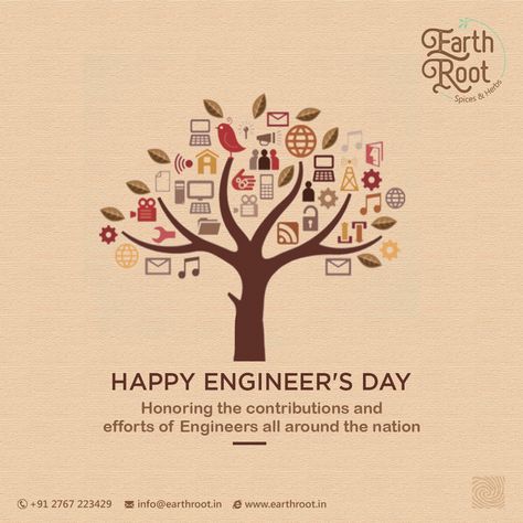 Honoring the contributions and efforts of Engineers all around the nation Happy Engineer's Day..! #Earthroot #spices #herbs #spice #herb #Food #Masala #IndianSpices #HappyEngineerDay #EngineerDay #EngineerDay2019 #Engineers #Engineer #Mvisvesvaraya Happy Engineers Day Creative, Engineers Day Creative, National Engineers Day, M Visvesvaraya, Happy Engineer's Day, Engineers Day, Posts Ideas, Insta Highlights, Eye Logo