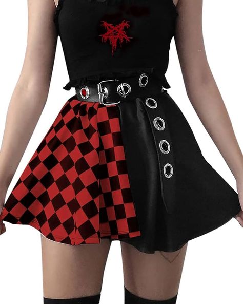 Gothic Summer Plaid Mini Skirts for Womens Short High Waist Plaid Skirts, 02-skirt With Belt Red, Small : Amazon.ca: Clothing, Shoes & Accessories Kawaii Clothes Skirts, Streetwear Skirt, E Girl Clothes, Goth Harajuku, Goth Skirt, Grunge Skirt, Skirts Vintage, Alt Clothes, Womens High Waisted Shorts