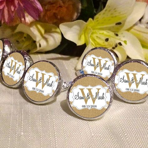 Wedding Supplies Hershey Kisses Favors, Mini Peanut Butter Cups, Hersheys Kisses, Personalized Water Bottle Labels, Heart Wedding Favors, Hershey Kiss Stickers, White Labels, Hershey Kiss, Candy Wedding Favors