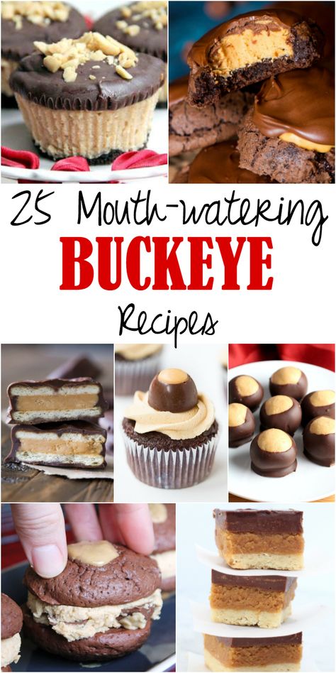 Ohio State Football Party Food, Buckeye Cupcakes Ohio State, Buckeye Dessert Recipes, Ohio State Party Food, Osu Cupcakes, Ohio State Food, Buckeye Desserts, Buckeye Recipes, Buckeye Bites