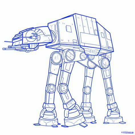 how to draw an imperial walker, imperial walker step 9 Atat Walker, Draw Star, Imperial Walker, At At Walker, Star Wars Colors, Family Coloring Pages, Star Wars Character, Star Wars Vehicles, Star Wars Drawings