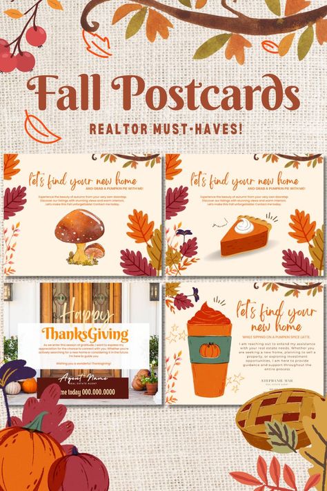 Fall postcards
Autumn greetings
Changing leaves
Pumpkin spice
Cozy charm
Crisp air
Harvest bounties
Warm hues
Seasonal magic
Cozy season
Autumn Postcards Realtor Postcards, Modern Real Estate, Warm Interior, Real Estate Templates, Changing Leaves, Crisp Air, Happy Animals, Pumpkin Spice Latte, Post Cards