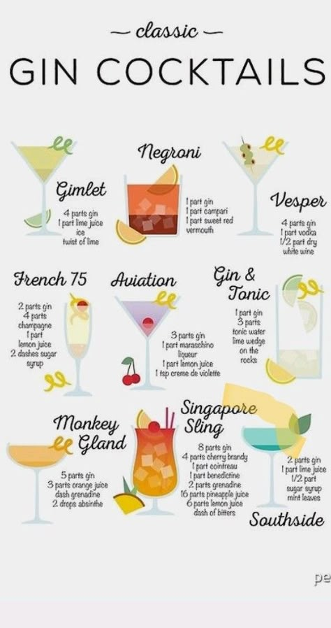 Bartender Drinks Recipes, Bartender Drinks, Cocktail Drinks Alcoholic, Classic Cocktail Recipes, Gin Drinks, Mixed Drinks Alcohol, Yummy Alcoholic Drinks, Mixed Drinks Recipes, Cocktail Recipes Easy