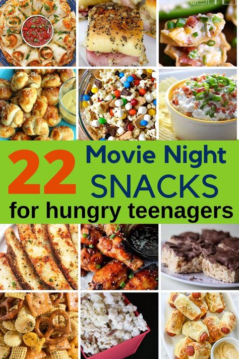 There’s nothing more satisfying for our teenagers than a relaxing Netflix movie night. But pair that movie night with amazing movie night snacks and it only makes the evening that much better! Here are 22 easy movie night snacks for hungry teens! And, the best news? Most of these are so easy even your "clueless in the kitchen" teen whip them up themselves! @raisingteenstoday Easy Movie Night Snacks, Movie Night Appetizers, Teen Party Food, Game Night Snacks, Game Night Food, Sleepover Snacks, Movie Night Dinner, Movie Night Food, Recipe For Teens