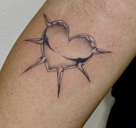 Heart Spikes Tattoo, Spikey Heart Tattoos, Spiked Heart Tattoo, Heart With Spikes Tattoo, Spiky Heart Tattoo, Spike Tattoo, Bruh Girl, July 14th, Butterfly Tattoo Designs