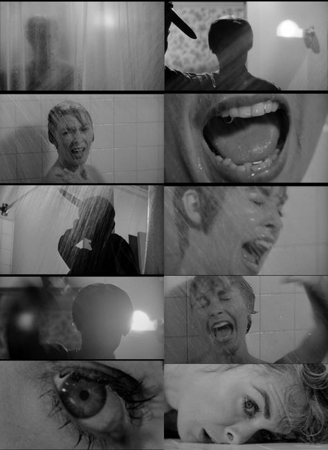 PSYCHO shower sequence detail. Film Sequence, Ghostface Photoshoot, Horror Costume, Photo Class, Horror Icons, Cinema Posters, Film Art, Film Aesthetic, Film Stills