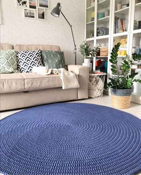 Crochet Area Rug Pattern, Knitted Rug, Crochet Furniture, Rope Mat, Crochet Mat, Knit Rug, Crochet Rug Patterns, Lace Knitting Patterns, Bedroom Rugs