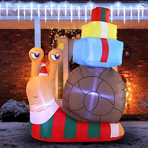 Kids Christmas Party Decorations, Inflatable Christmas Decorations Outdoor, Inflatable Christmas Decorations, Cute Snail, Christmas Props, Inflatable Decorations, Christmas Inflatables, Garden Lawn, Christmas Night