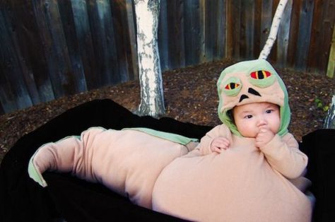 Funny Baby Star Wars Costumes Baby Star Wars Costume, Funny Kid Costumes, Jabba The Hut, Nerdy Wedding, Jabba The Hutt, Star Wars Diy, Diy Costumes Kids, Homemade Halloween Costumes, Star Wars Love