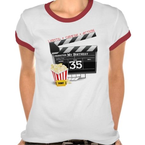 35th Birthday Hollywood Movie Party T-shirt Hollywood Theme Shirts, Cricut Hollywood Theme, Hollywood School Theme, Movie Birthday Theme, Hollywood T Shirt Designs, Film Crew Tshirt, Hollywood Birthday Parties, Hollywood Birthday, Bts Shirt