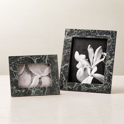 Marble and Stone Furniture & Decor | CB2 Marble Picture Frame, Minimalistic Apartment, Gold Gallery Wall, Green Picture Frames, Oak Picture Frames, Office Update, Glass Picture Frame, Marble Pictures, Unique Picture Frames