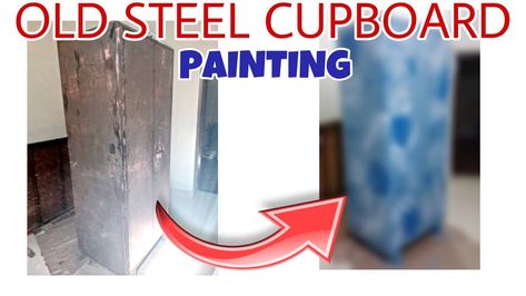 Old Steel Cupboard Covert to a Art Piece with Hand-painted DIY Art at Home Old Cupboard Makeover, Cupboard Makeover Diy, Cupboard Painting, Cupboard Makeover, Used Oil, Steel Cupboard, Simple Line Art, Art At Home, Asian Paints